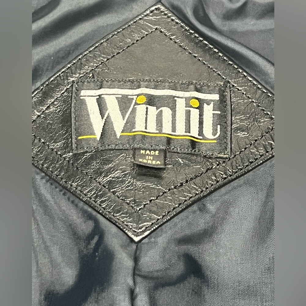 Winlit Black Leather Vintage Moto Jacket Size 7-8 Genuine Leather Made in Korea - Picture 4 of 13